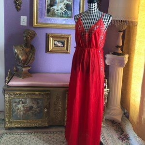 Red Slip Dress with Lace